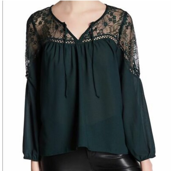 BB DAKOTA | Lace Yoke Keyhole Smocked Blouse - Picture 2 of 9
